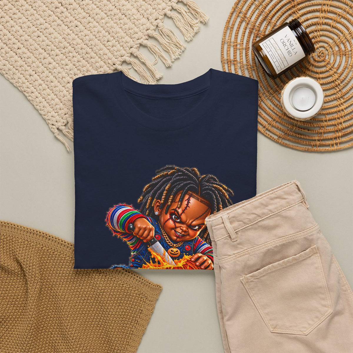 Halloween Pumpkin Carving Dreadlocks Skeleton T-Shirt