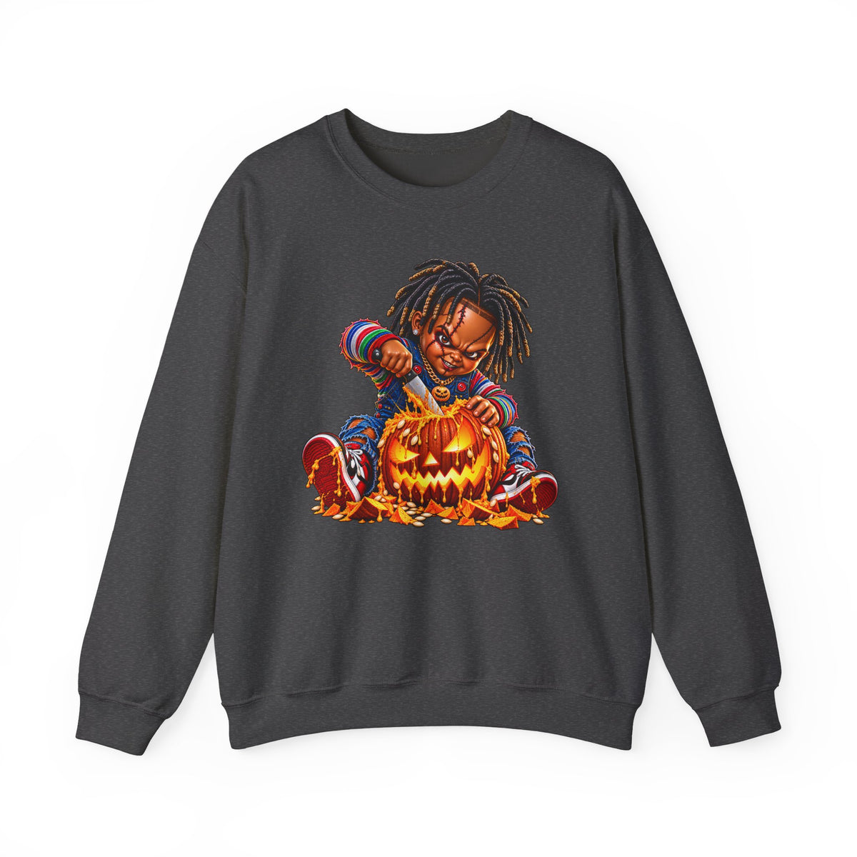 Halloween Dreadlocks Pumpkin Crewneck Sweatshirt