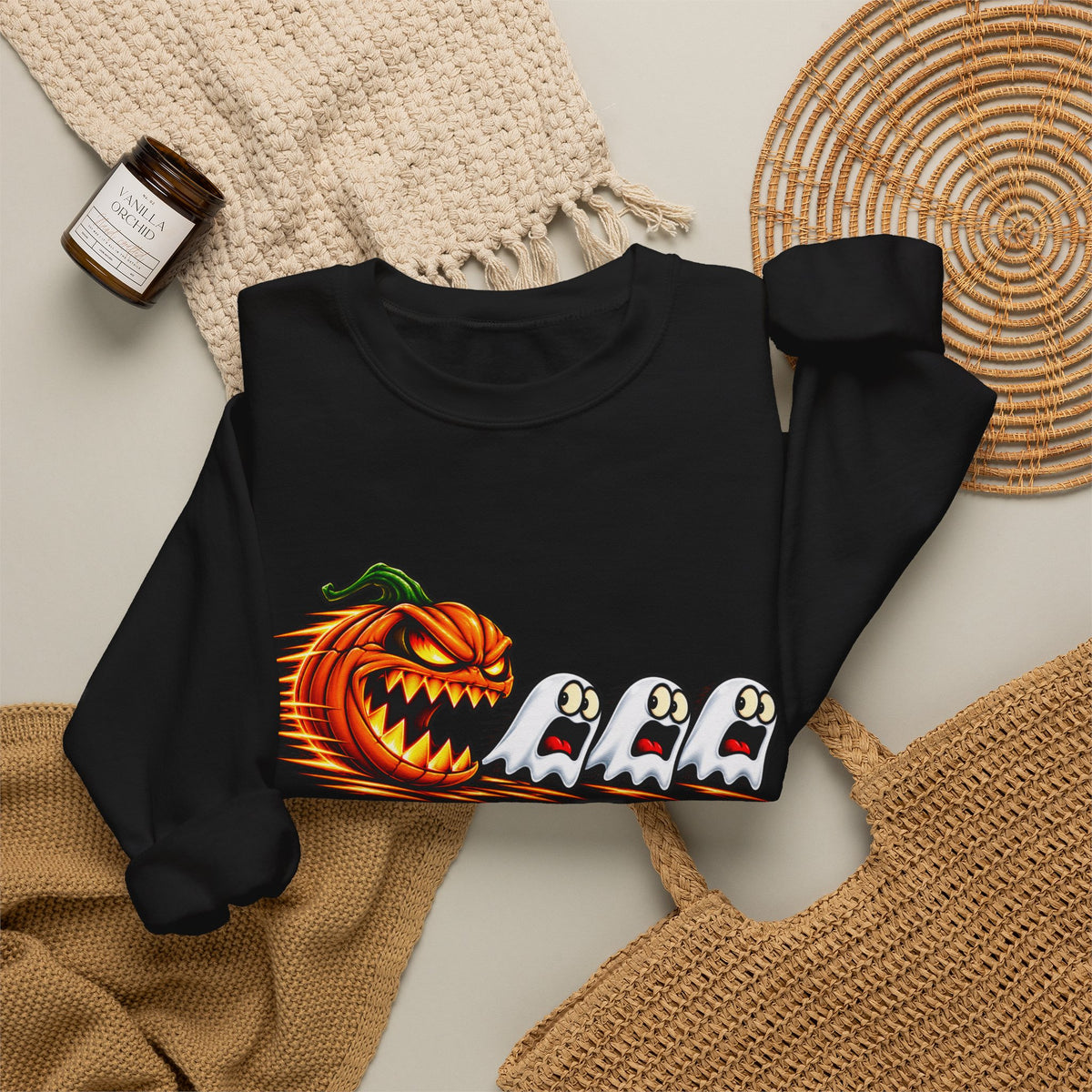 Halloween Pumpkin Chase Crewneck Sweatshirt