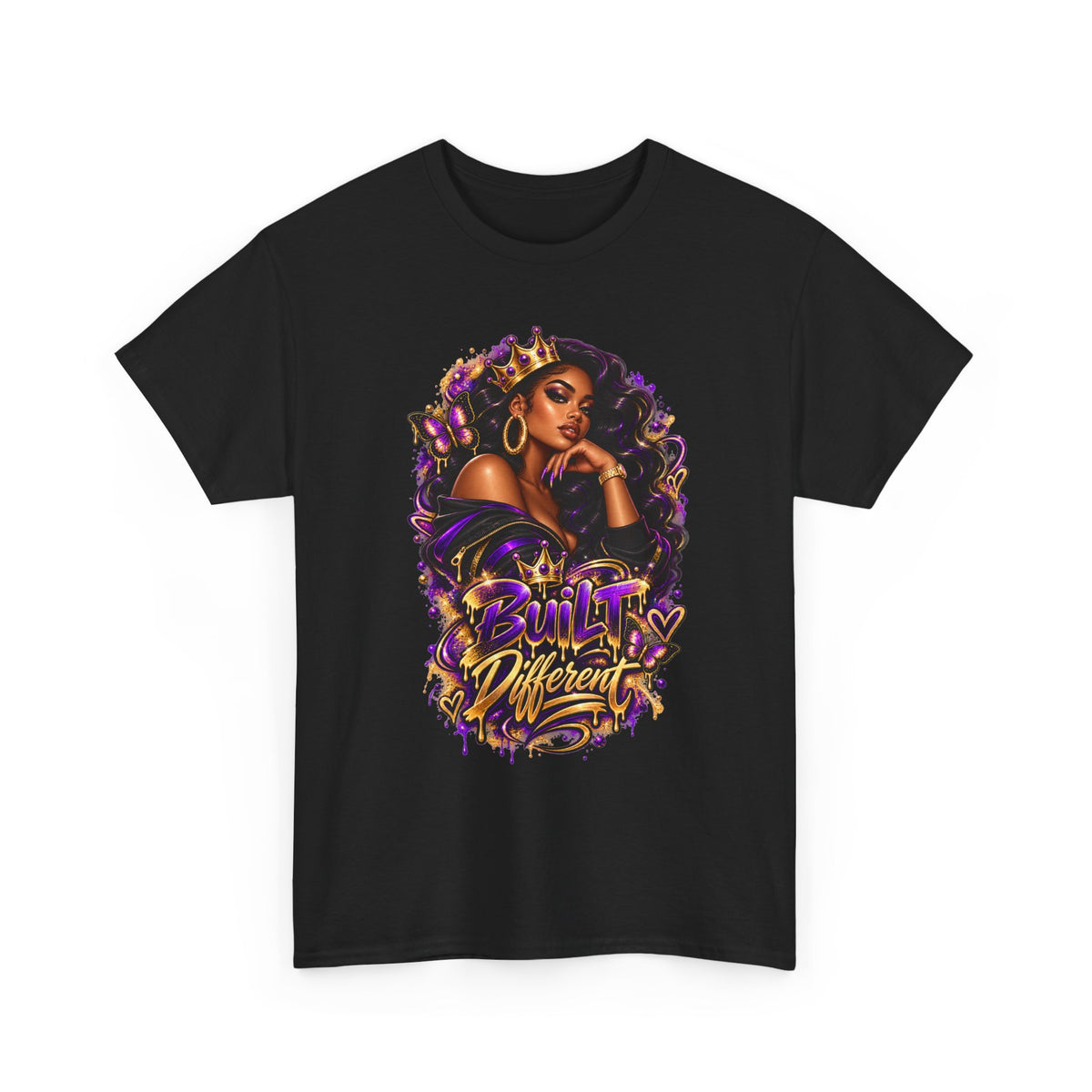 Built Different Tee — Empowering Black Queen Graphic T-Shirt
