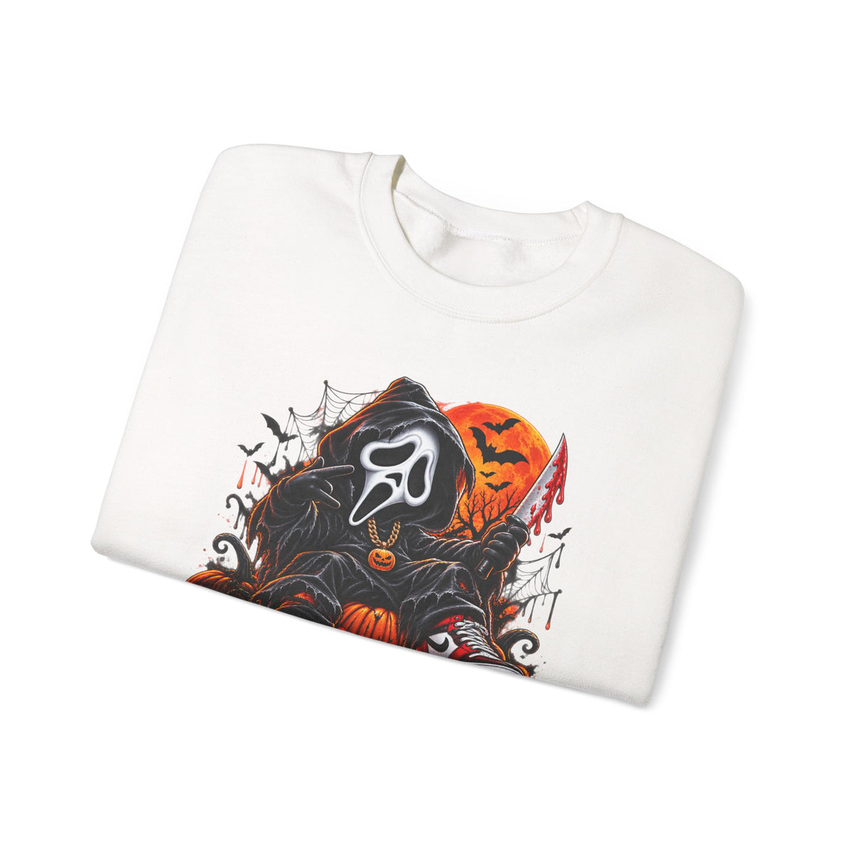 Halloween Ghost Face Pumpkin Crewneck Sweatshirt