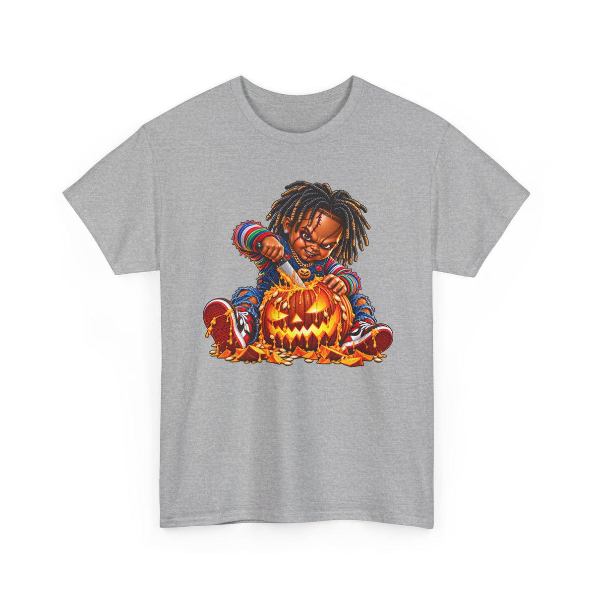 Halloween Pumpkin Carving Dreadlocks Skeleton T-Shirt