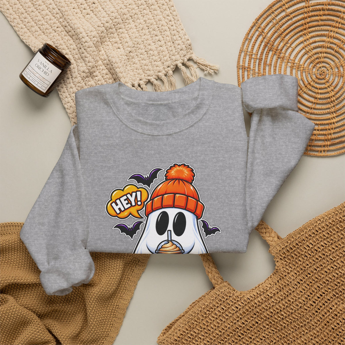 Hey Boo Ghost Halloween Crewneck Sweatshirt