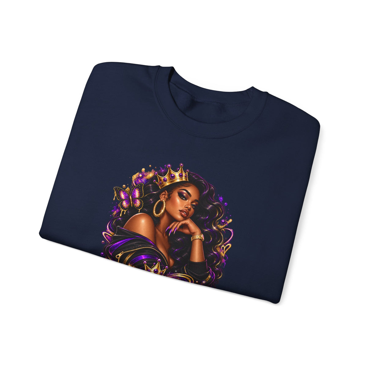Built Different Crewneck Sweatshirt — Empowered Black Queen Graphic