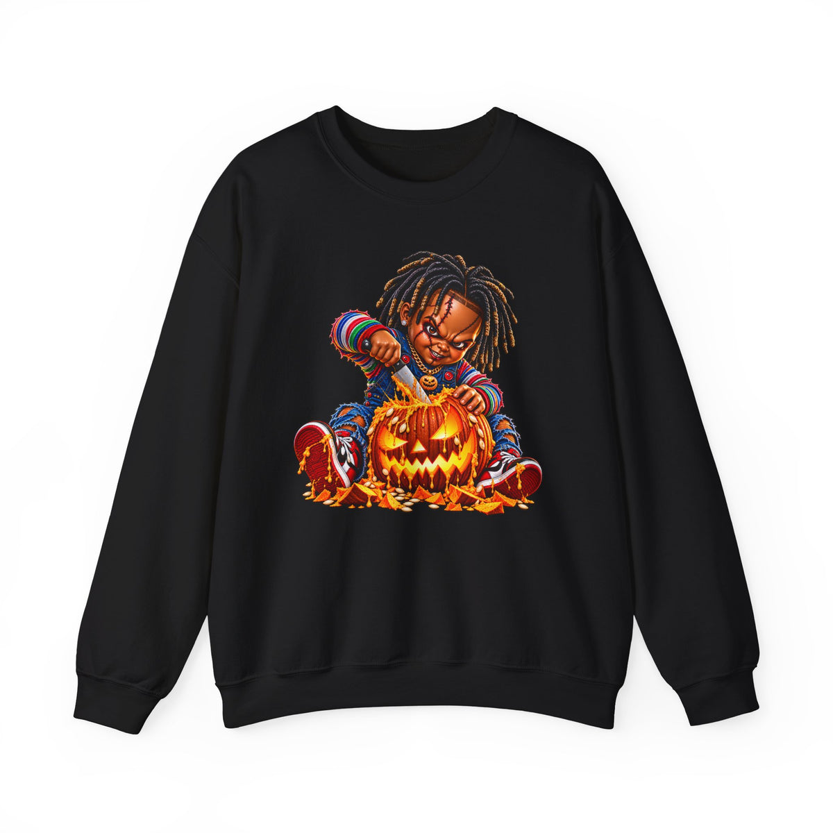 Halloween Dreadlocks Pumpkin Crewneck Sweatshirt