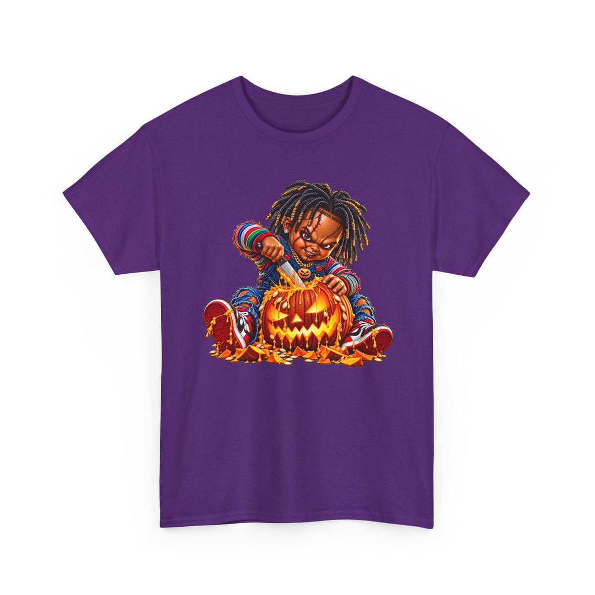 Halloween Pumpkin Carving Dreadlocks Skeleton T-Shirt