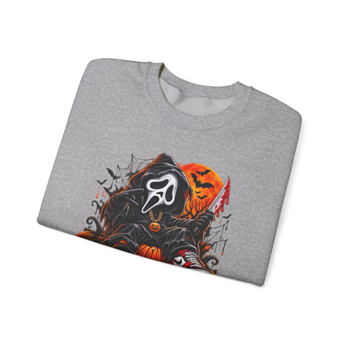Halloween Ghost Face Pumpkin Crewneck Sweatshirt
