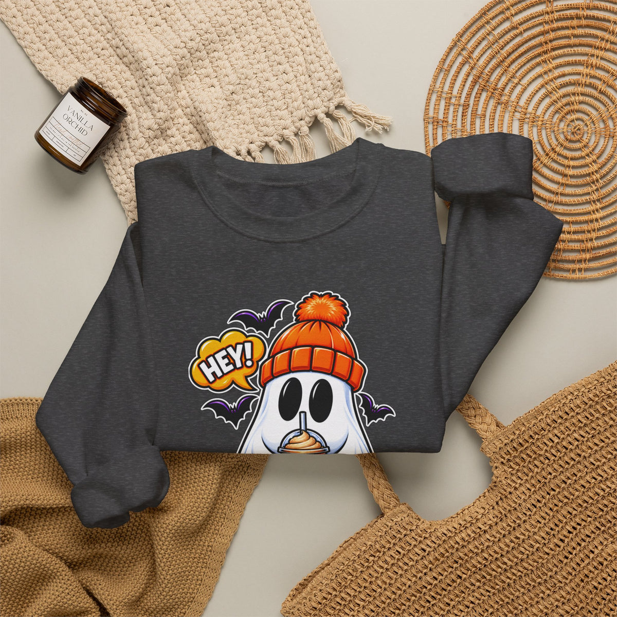 Hey Boo Ghost Halloween Crewneck Sweatshirt