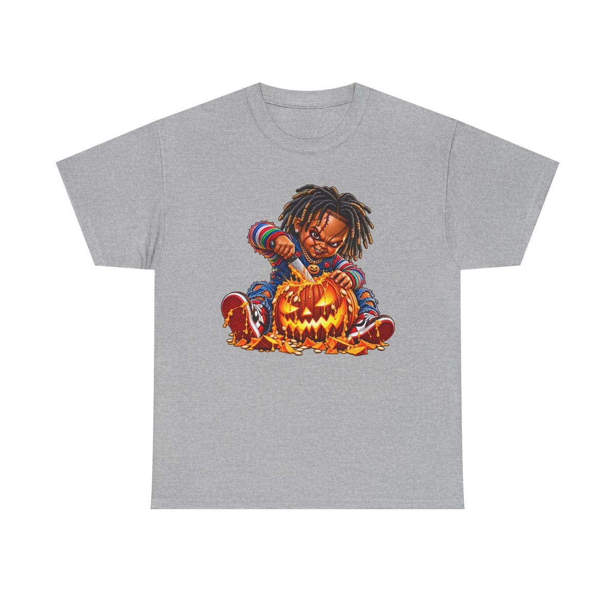 Halloween Pumpkin Carving Dreadlocks Skeleton T-Shirt