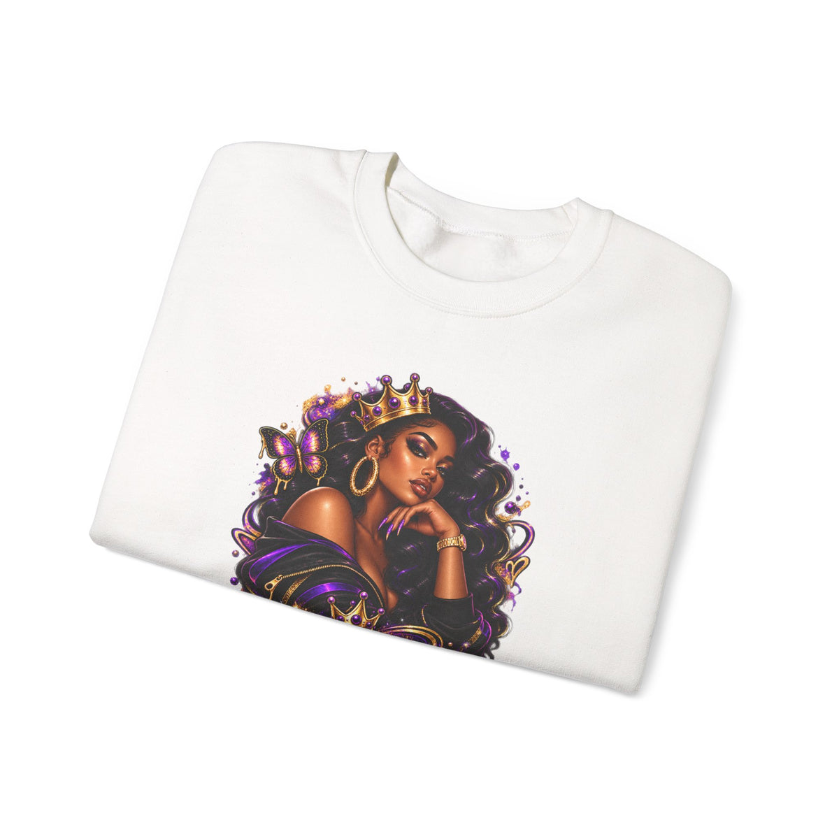 Built Different Crewneck Sweatshirt — Empowered Black Queen Graphic