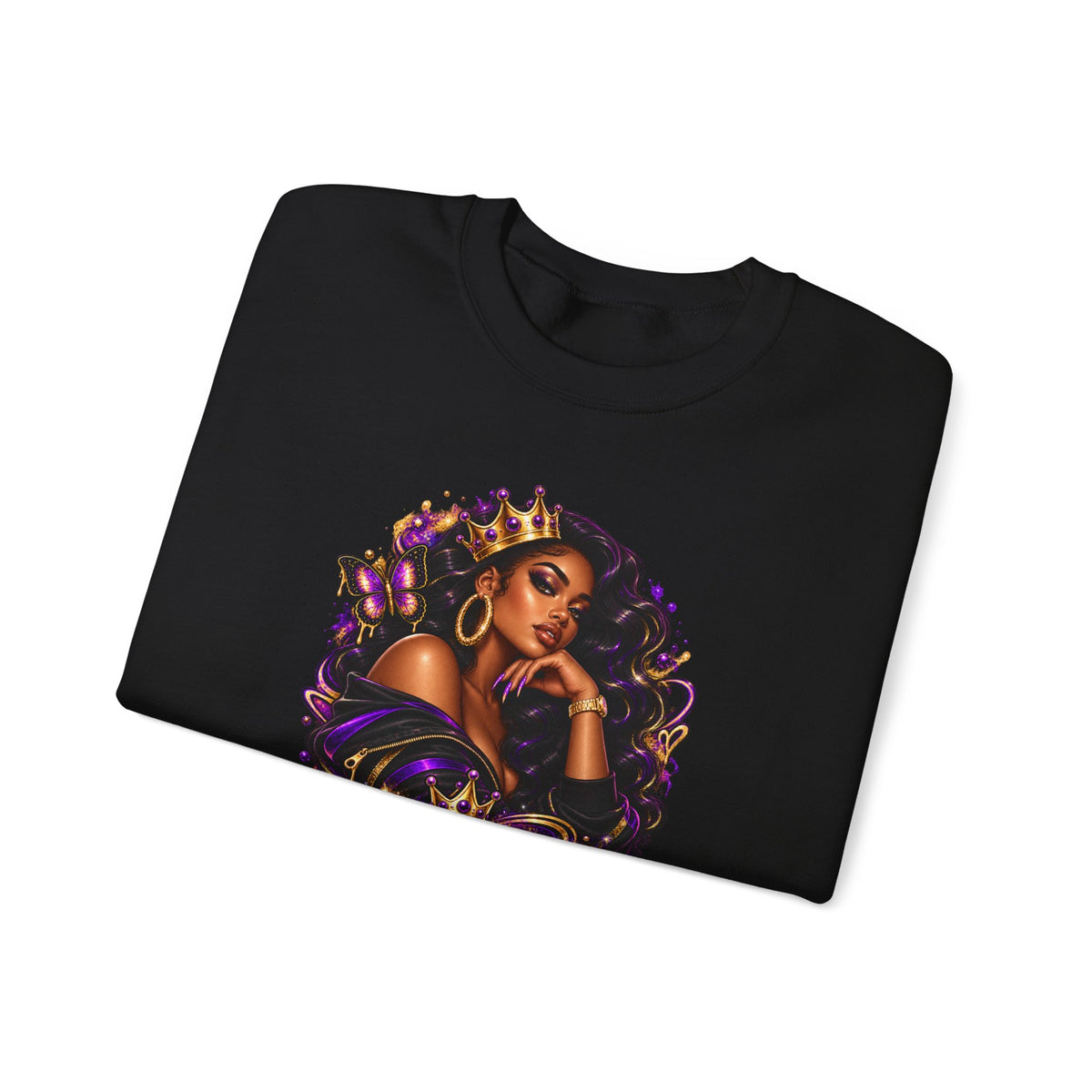 Built Different Crewneck Sweatshirt — Empowered Black Queen Graphic