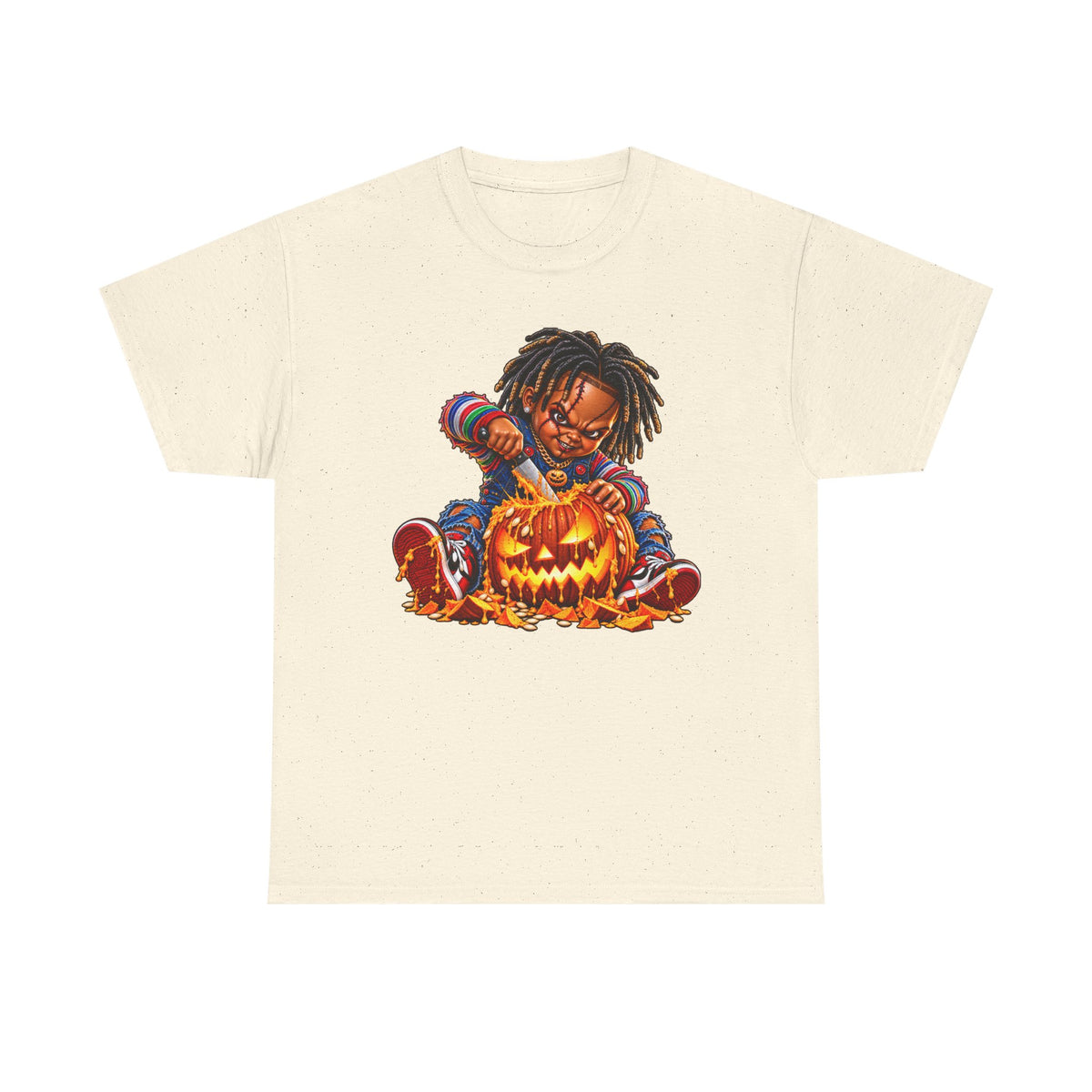 Halloween Pumpkin Carving Dreadlocks Skeleton T-Shirt