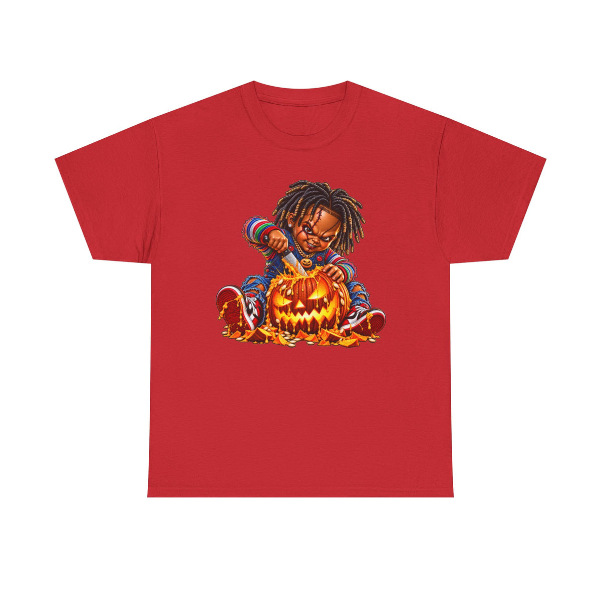 Halloween Pumpkin Carving Dreadlocks Skeleton T-Shirt