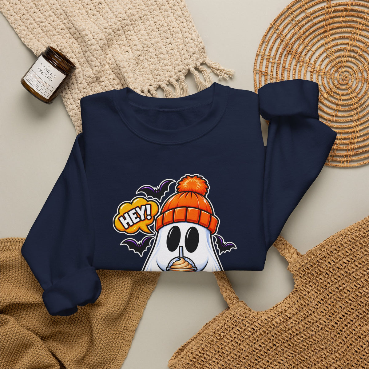 Hey Boo Ghost Halloween Crewneck Sweatshirt