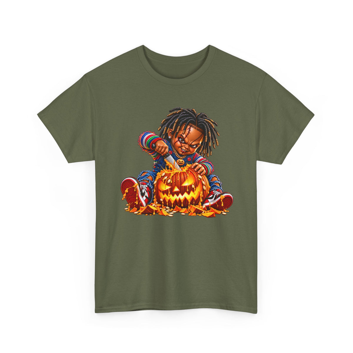 Halloween Pumpkin Carving Dreadlocks Skeleton T-Shirt