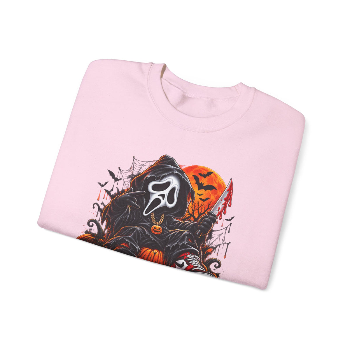 Halloween Ghost Face Pumpkin Crewneck Sweatshirt
