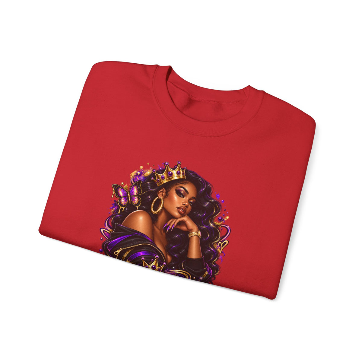 Built Different Crewneck Sweatshirt — Empowered Black Queen Graphic
