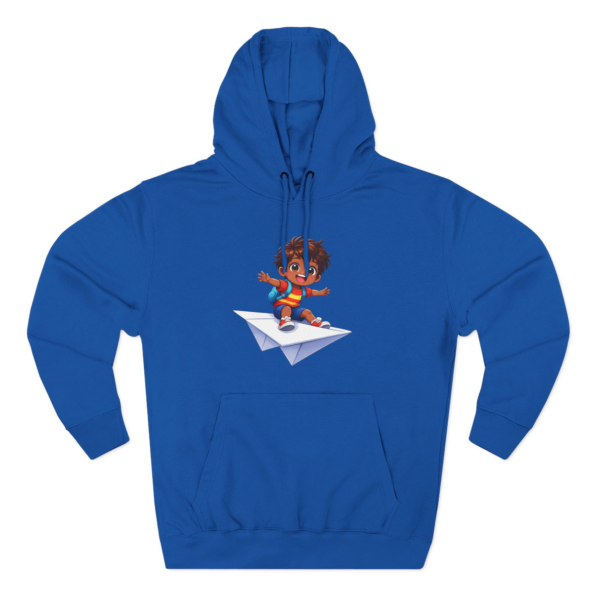 Kid Surfing Paper Plane Hoodie - Cute Cartoon Boy Graphic Pullover
