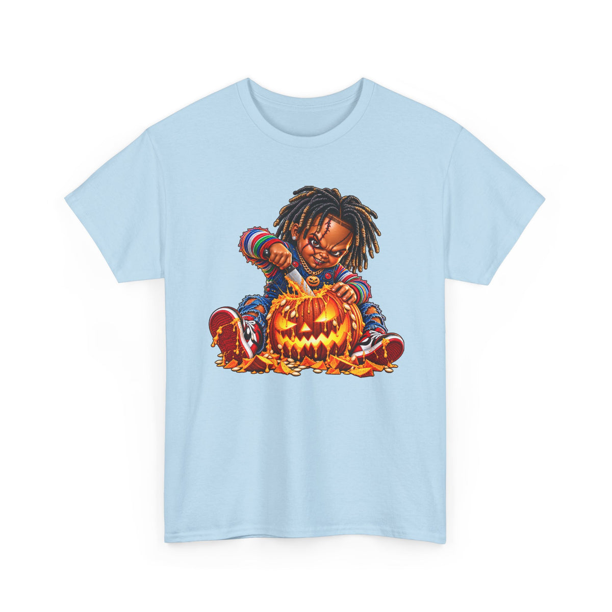 Halloween Pumpkin Carving Dreadlocks Skeleton T-Shirt