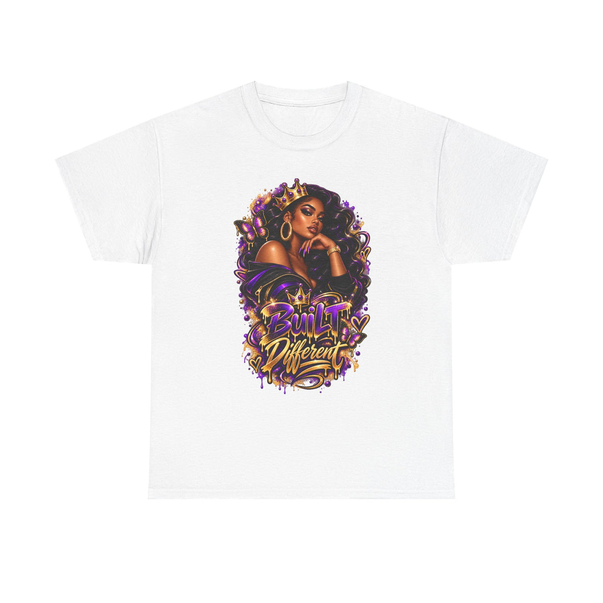 Built Different Tee — Empowering Black Queen Graphic T-Shirt