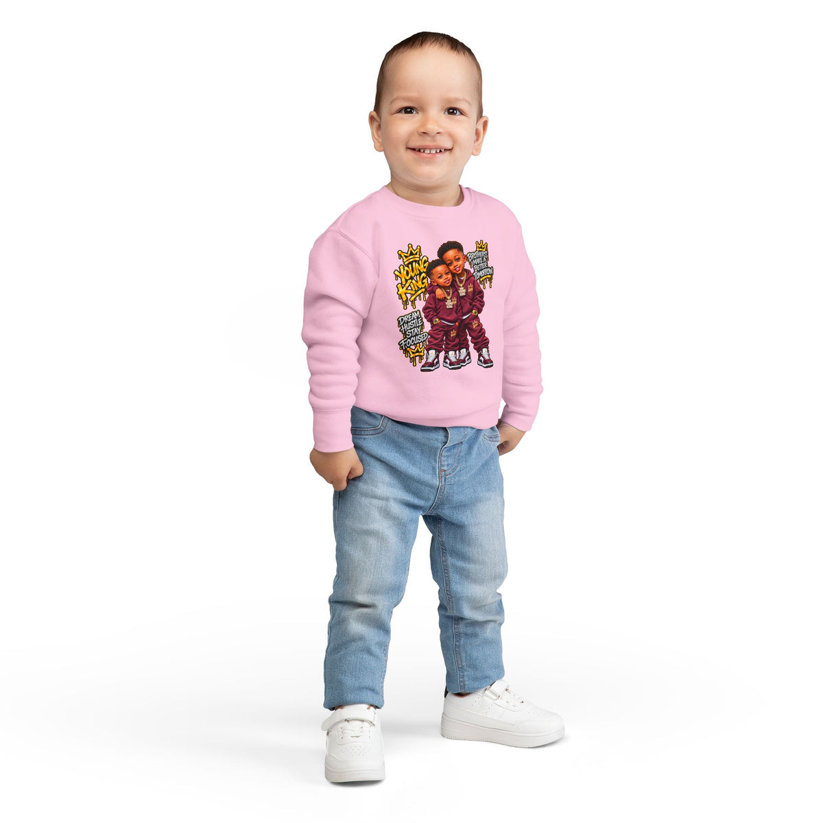 Toddler Sweatshirt - Young Kings Graphic Crewneck (Matching Sibling Outfit)