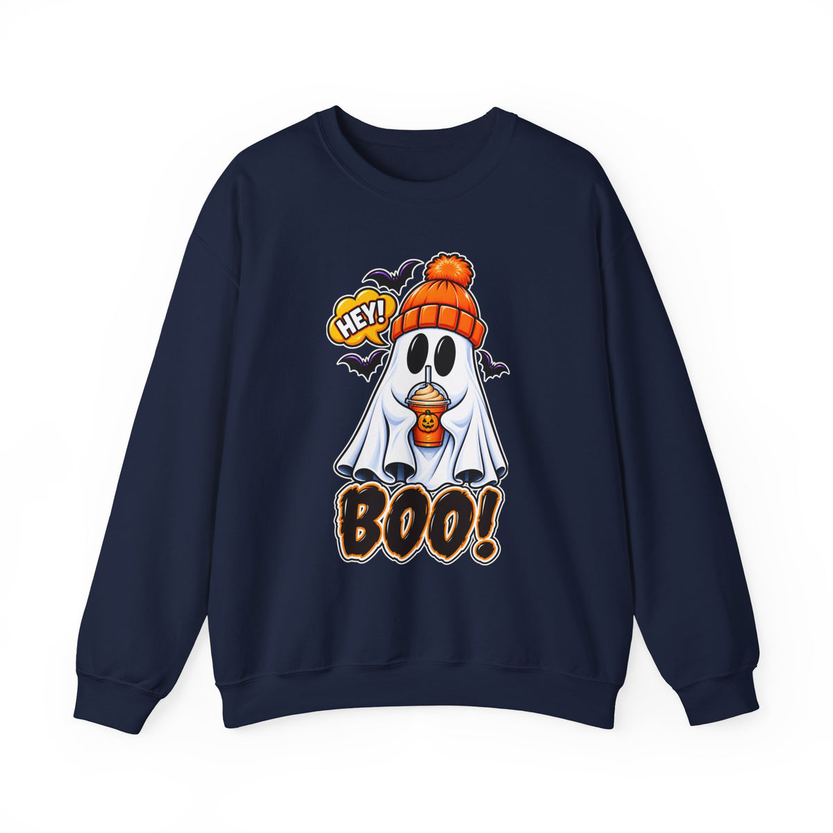Hey Boo Ghost Halloween Crewneck Sweatshirt
