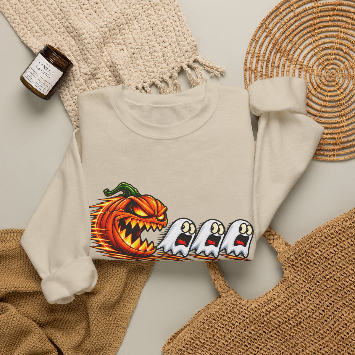 Halloween Pumpkin Chase Crewneck Sweatshirt