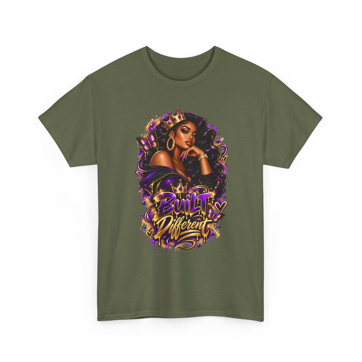 Built Different Tee — Empowering Black Queen Graphic T-Shirt