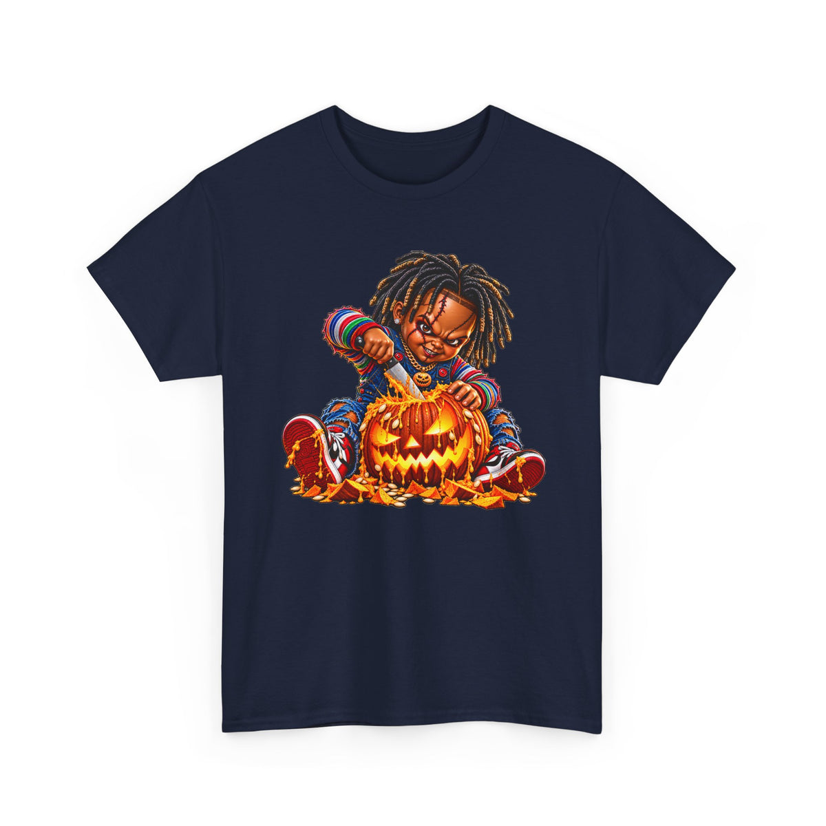 Halloween Pumpkin Carving Dreadlocks Skeleton T-Shirt