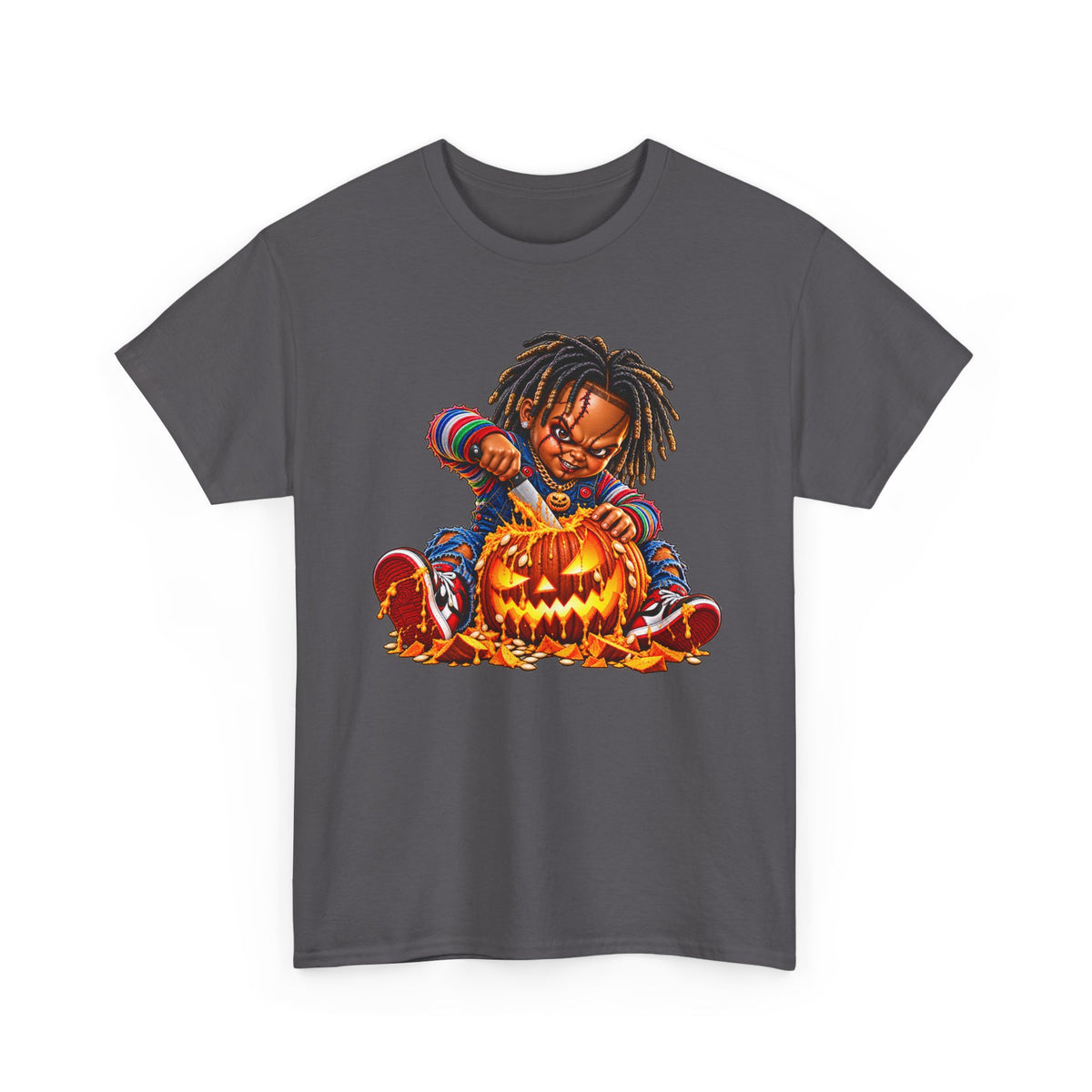 Halloween Pumpkin Carving Dreadlocks Skeleton T-Shirt