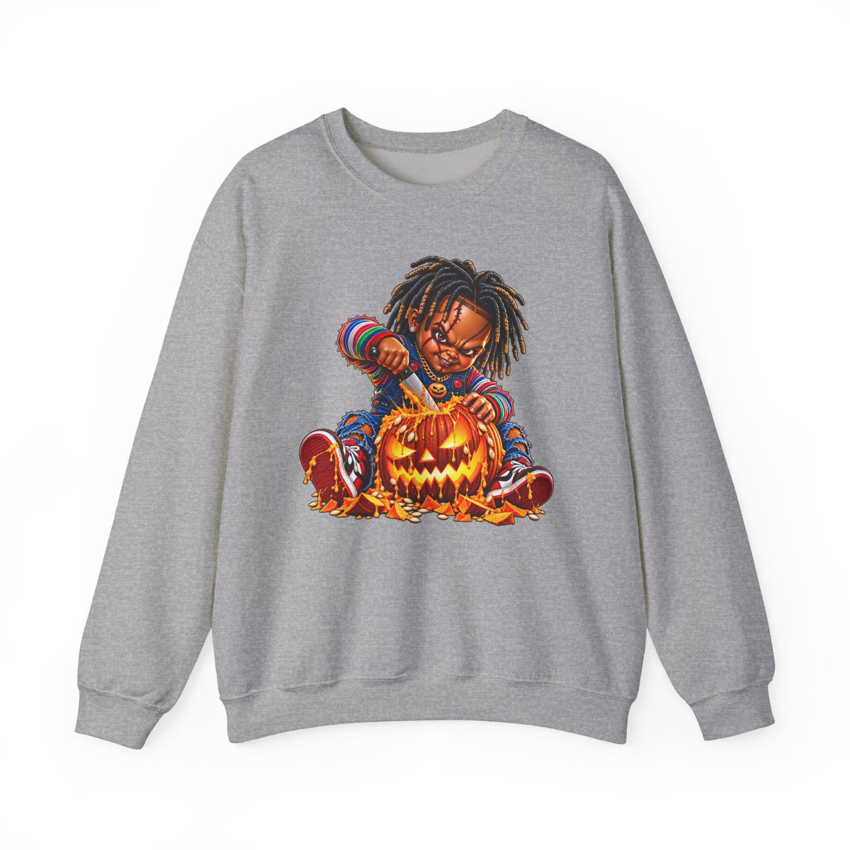 Halloween Dreadlocks Pumpkin Crewneck Sweatshirt