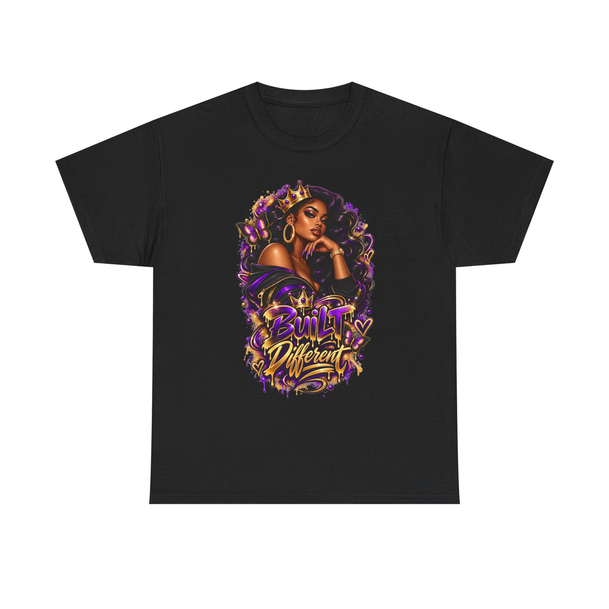 Built Different Tee — Empowering Black Queen Graphic T-Shirt