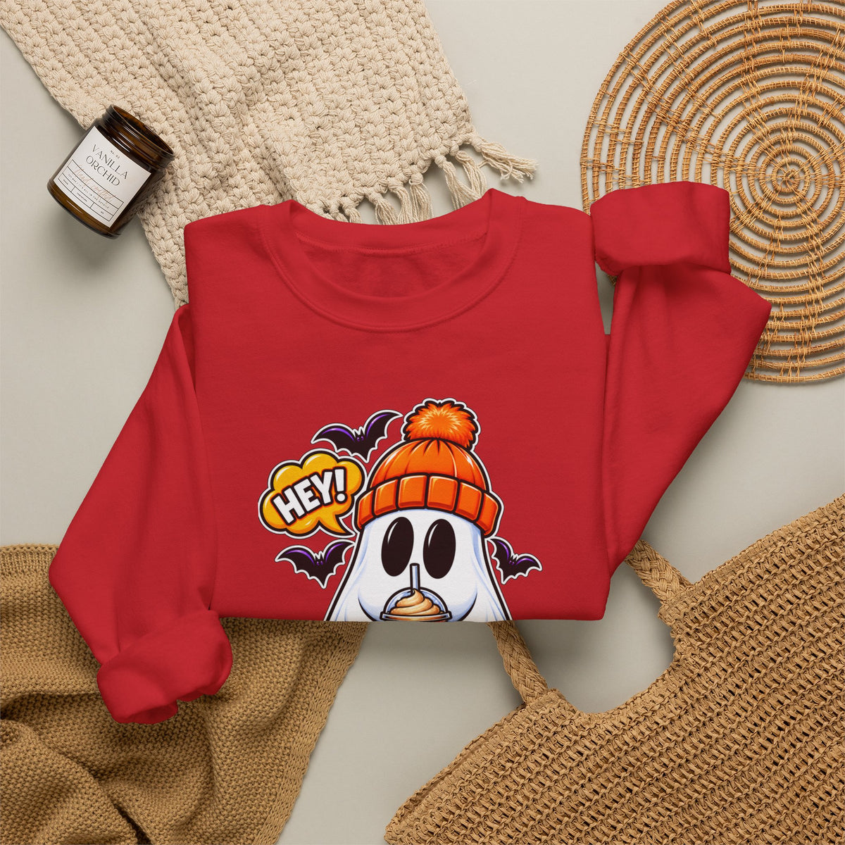 Hey Boo Ghost Halloween Crewneck Sweatshirt