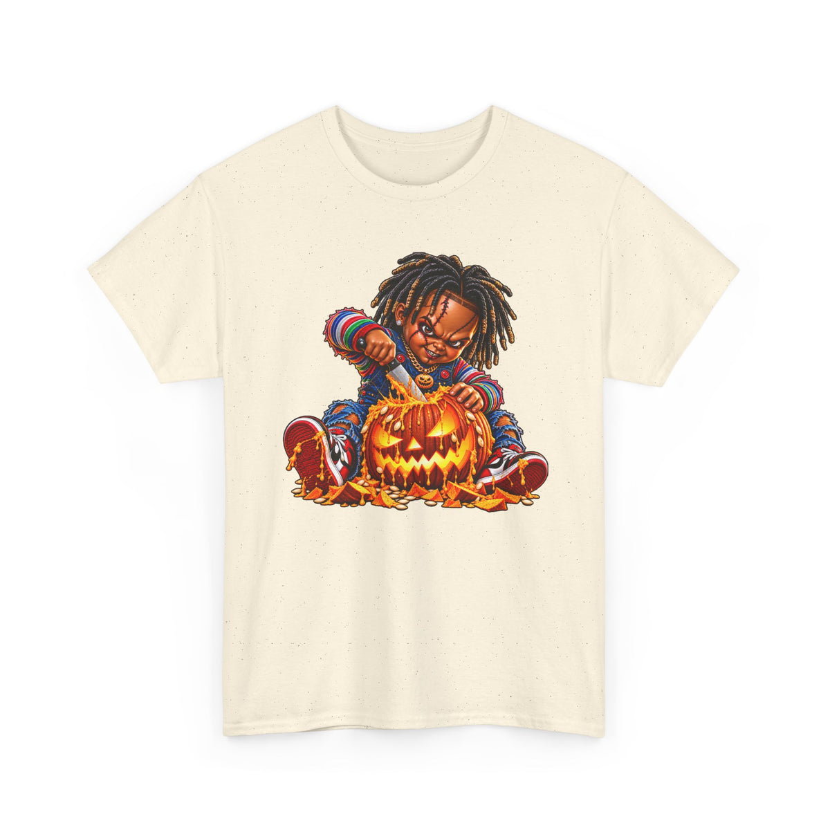 Halloween Pumpkin Carving Dreadlocks Skeleton T-Shirt