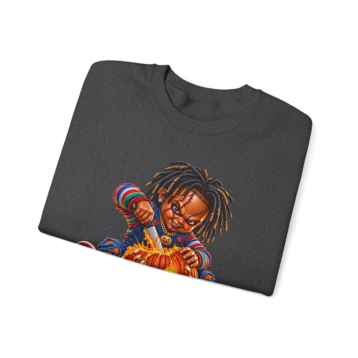 Halloween Dreadlocks Pumpkin Crewneck Sweatshirt