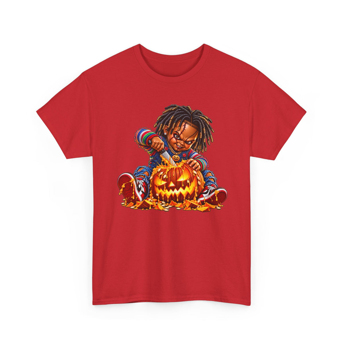 Halloween Pumpkin Carving Dreadlocks Skeleton T-Shirt