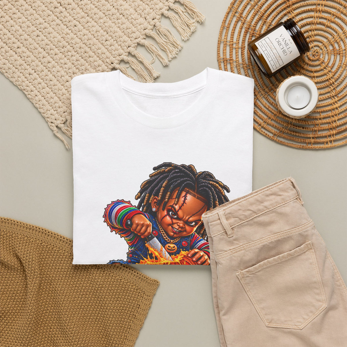 Halloween Pumpkin Carving Dreadlocks Skeleton T-Shirt