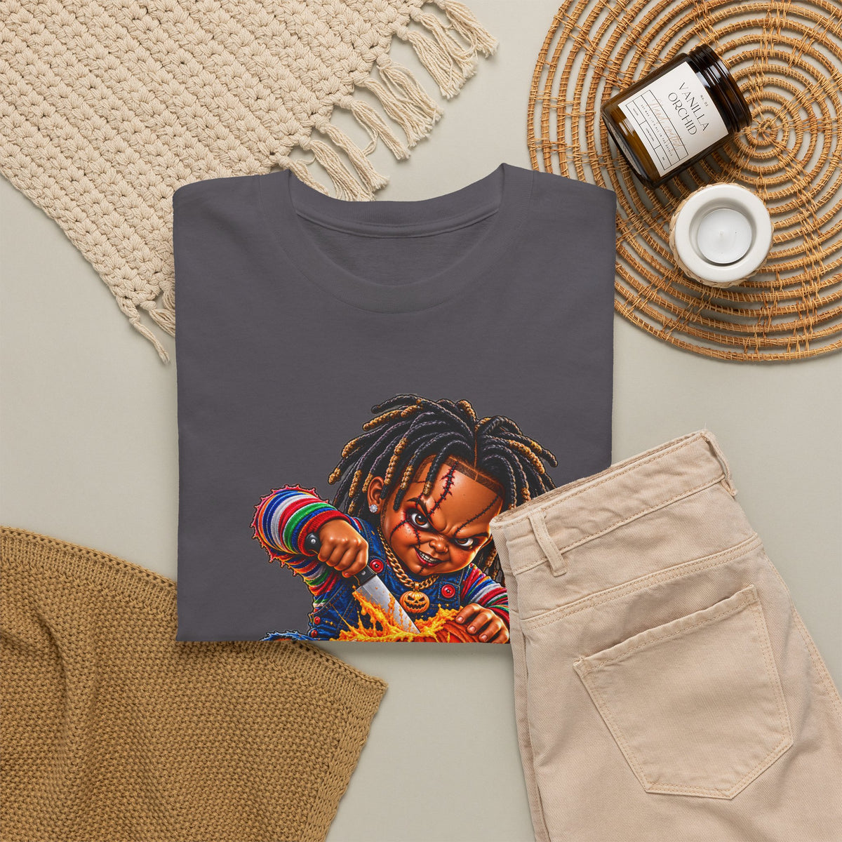 Halloween Pumpkin Carving Dreadlocks Skeleton T-Shirt