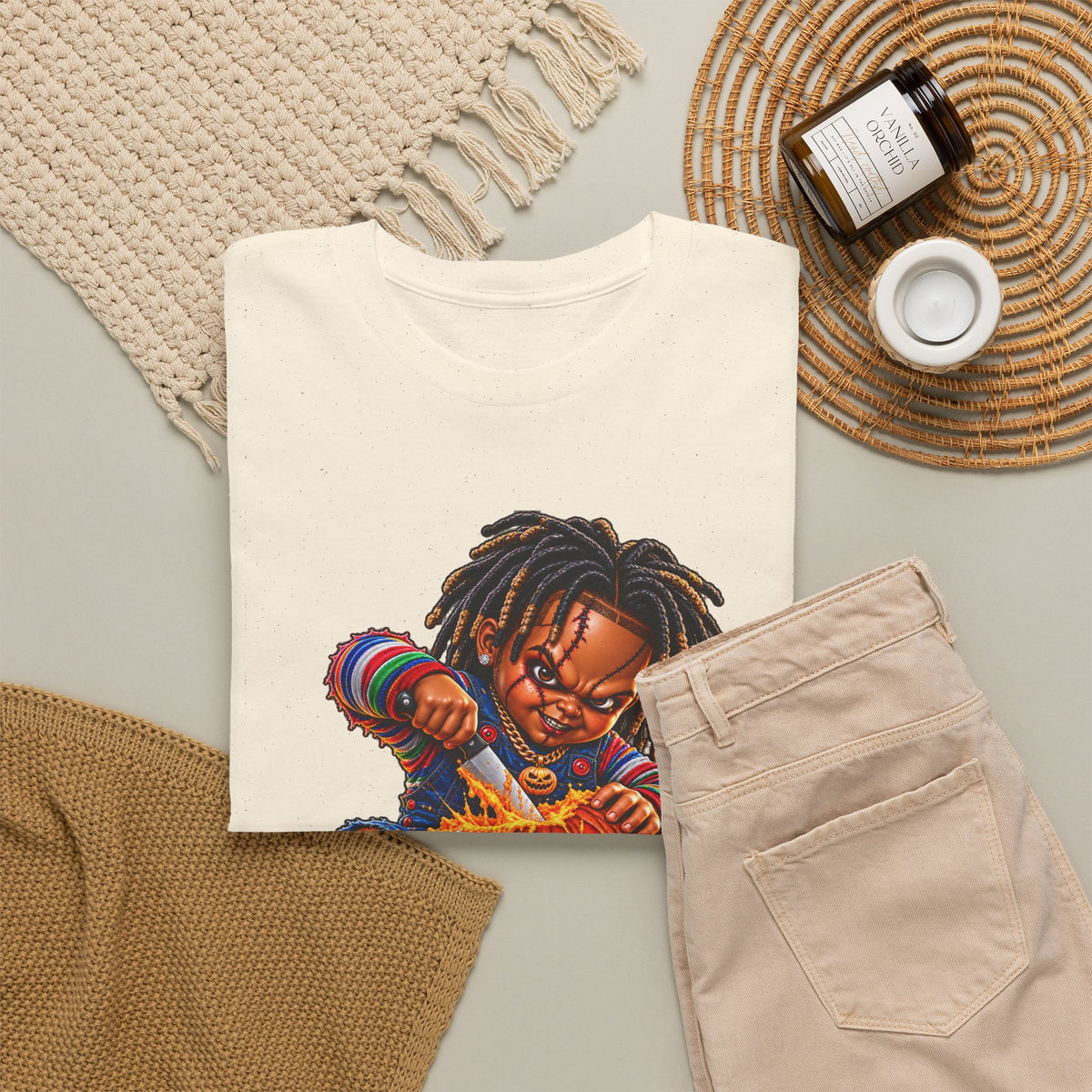Halloween Pumpkin Carving Dreadlocks Skeleton T-Shirt