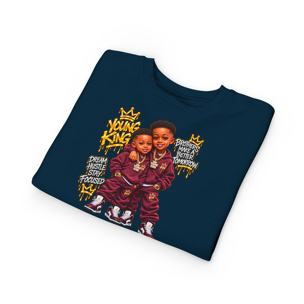 Toddler Sweatshirt - Young Kings Graphic Crewneck (Matching Sibling Outfit)