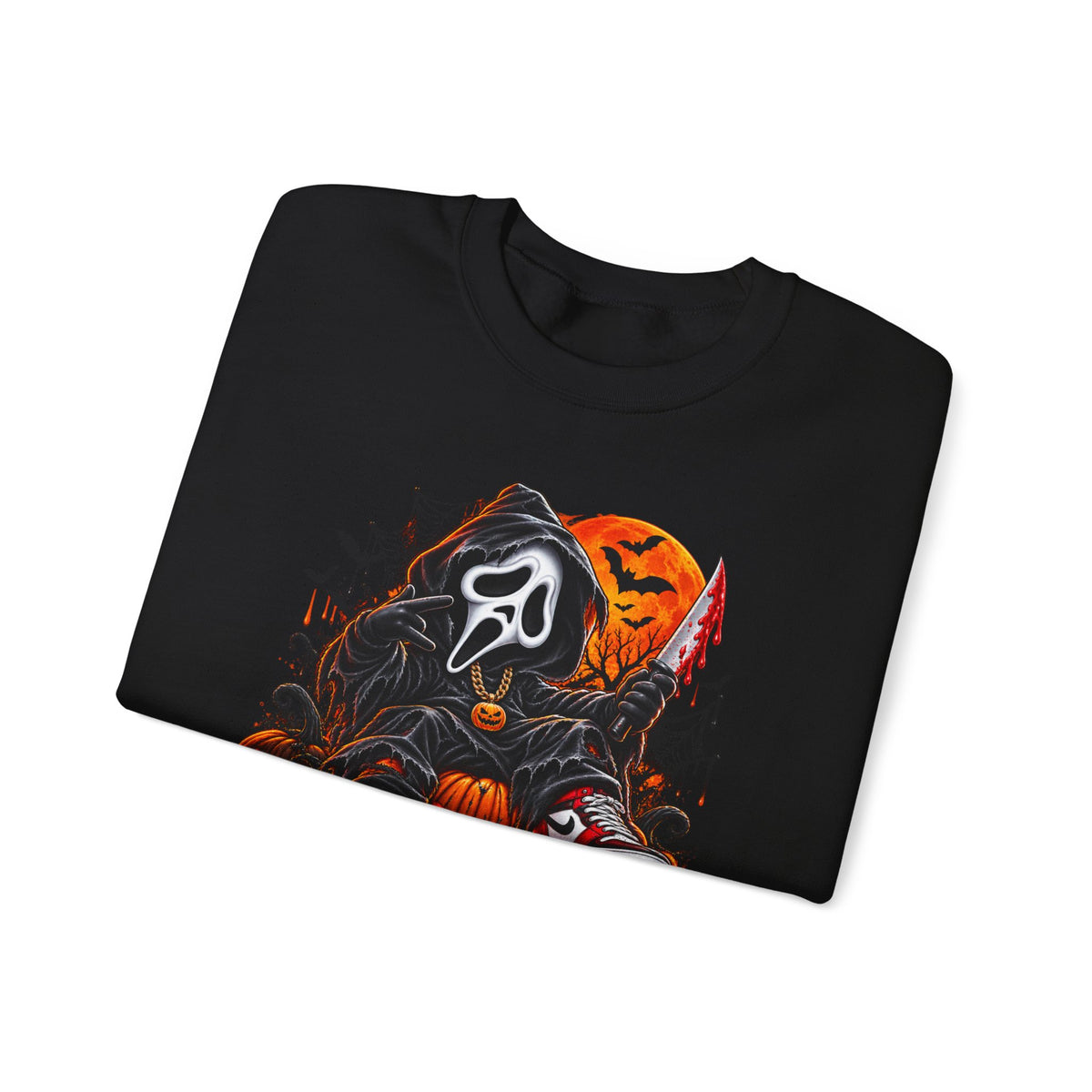 Halloween Ghost Face Pumpkin Crewneck Sweatshirt