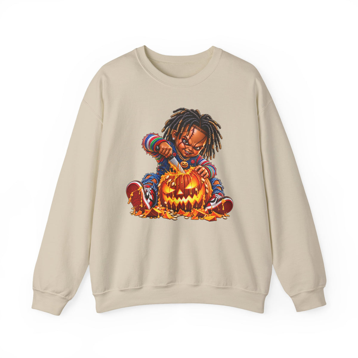 Halloween Dreadlocks Pumpkin Crewneck Sweatshirt