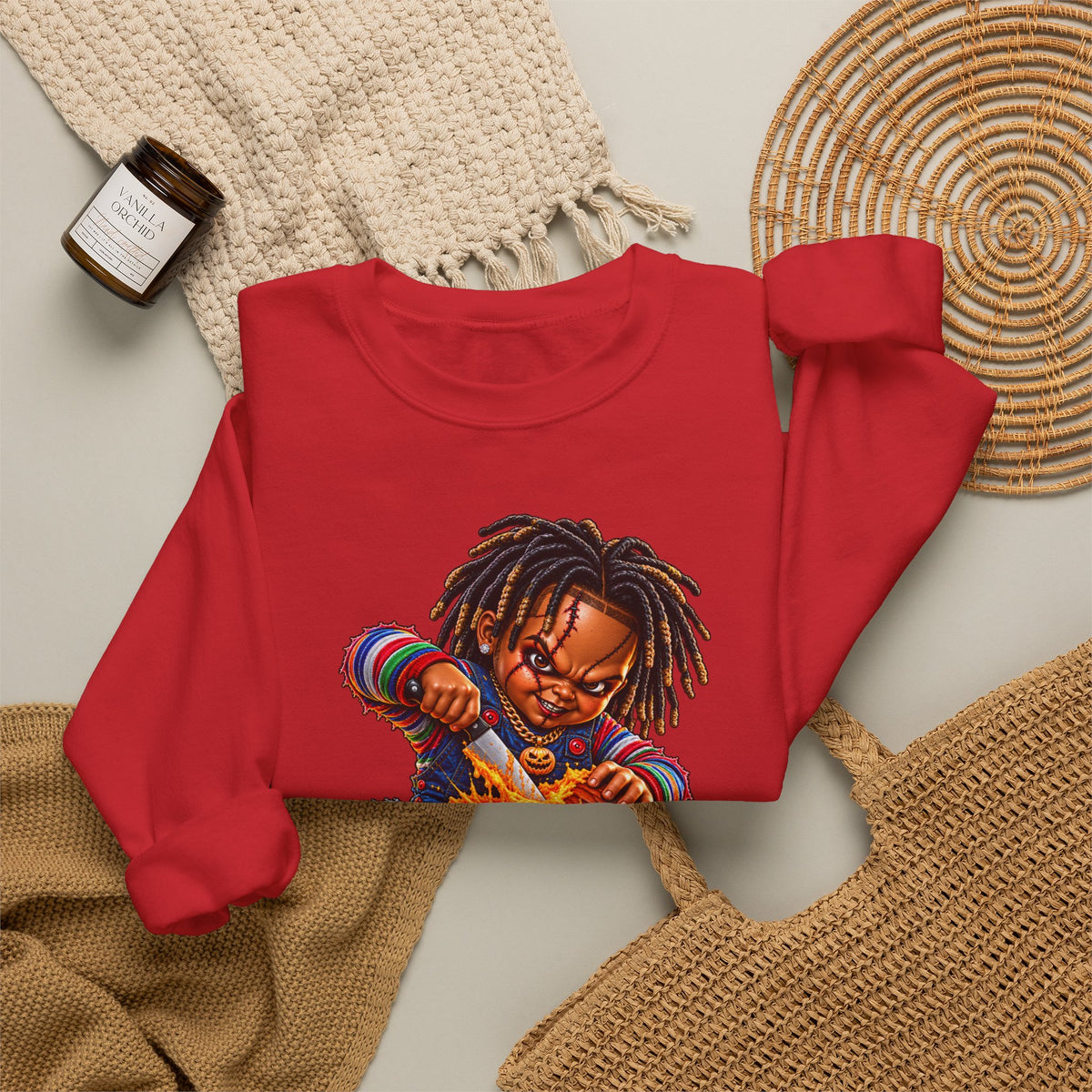 Halloween Dreadlocks Pumpkin Crewneck Sweatshirt