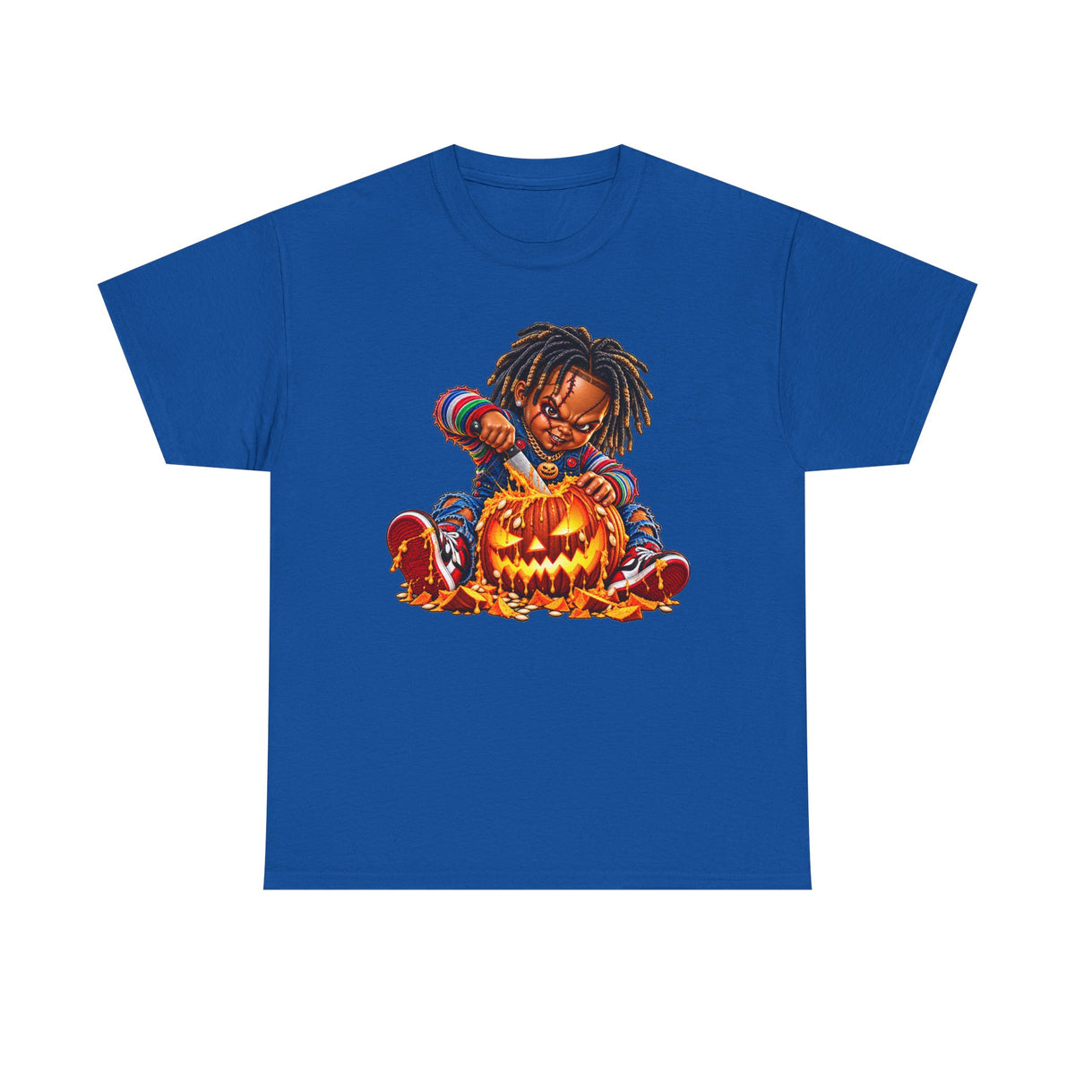 Halloween Pumpkin Carving Dreadlocks Skeleton T-Shirt