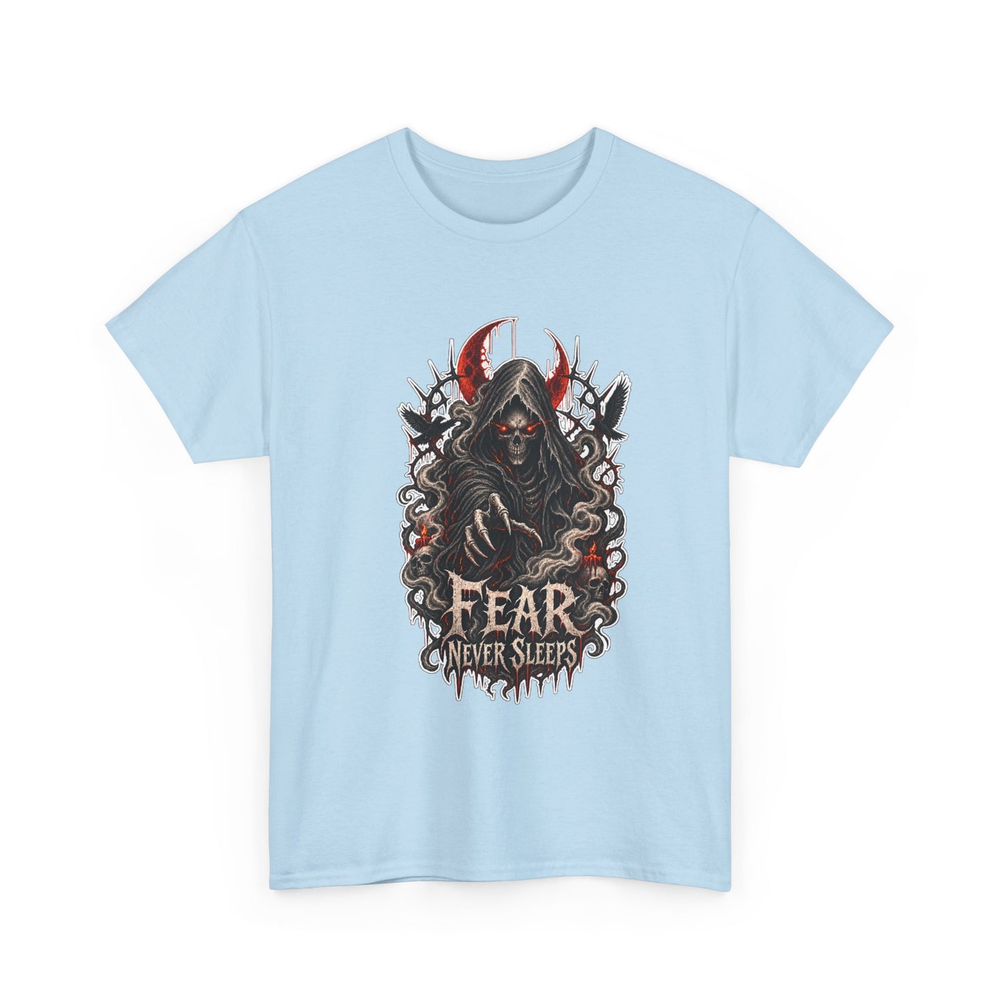 Fear Never Sleeps T-Shirt — Gothic Grim Reaper Graphic Tee
