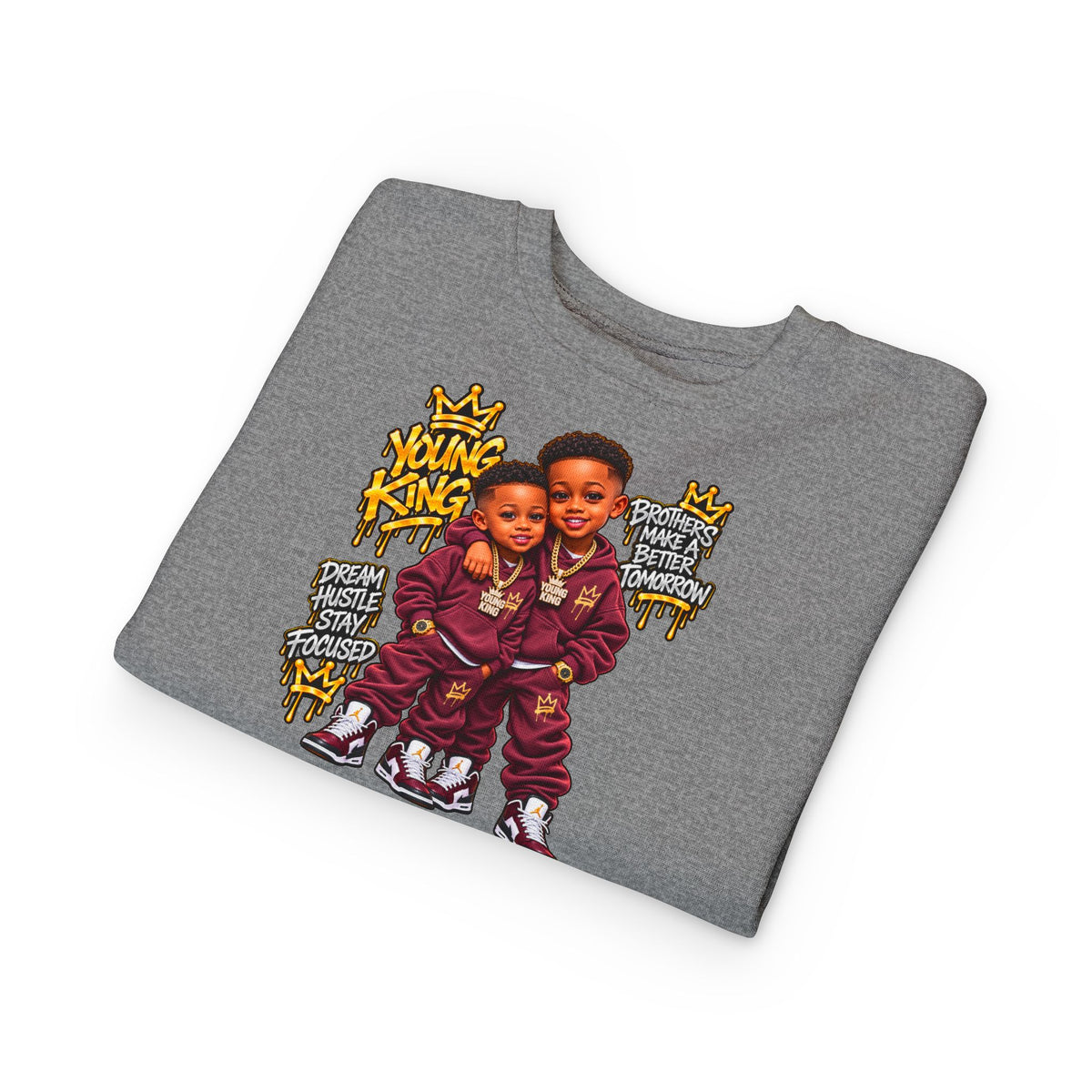 Toddler Sweatshirt - Young Kings Graphic Crewneck (Matching Sibling Outfit)
