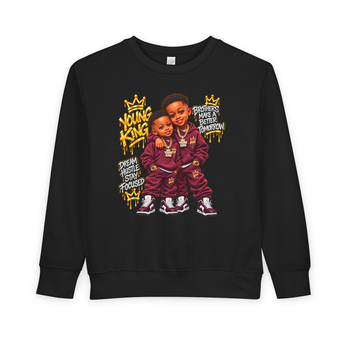 Toddler Sweatshirt - Young Kings Graphic Crewneck (Matching Sibling Outfit)