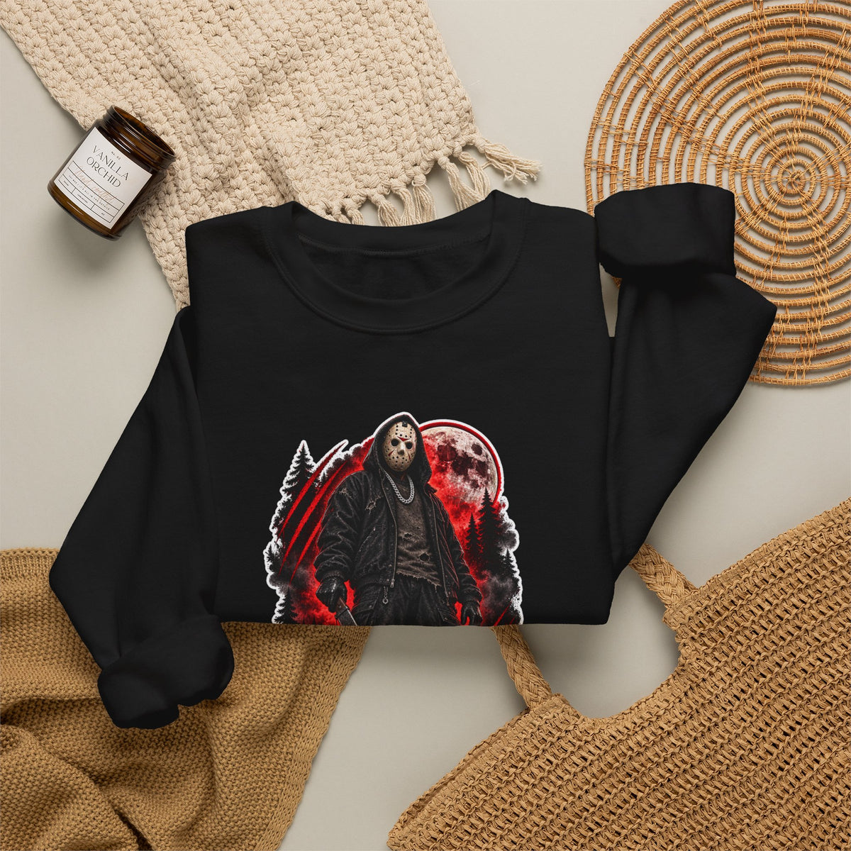 Horror Mask Graphic Sweatshirt — "Mask On Fear Up" Crewneck