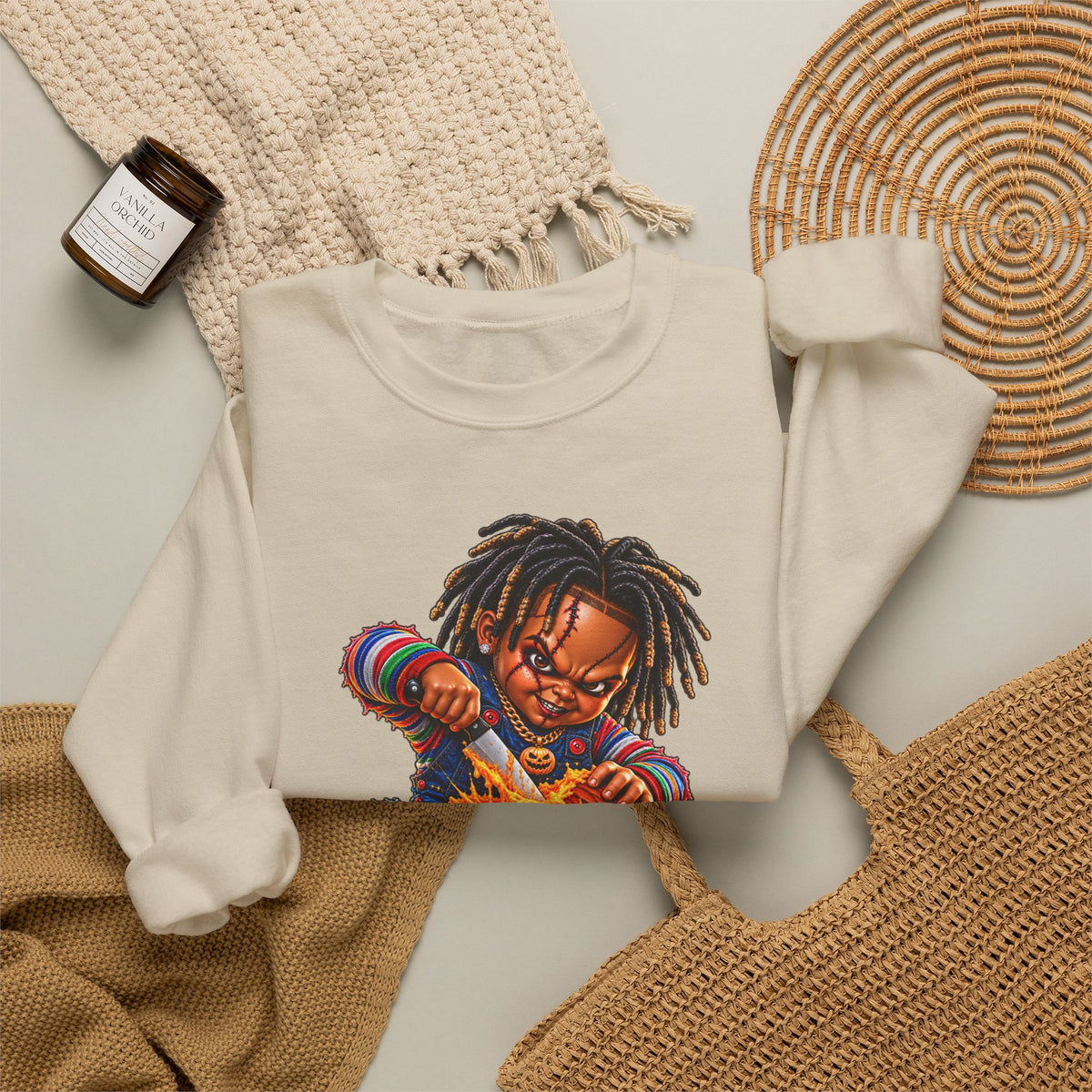 Halloween Dreadlocks Pumpkin Crewneck Sweatshirt