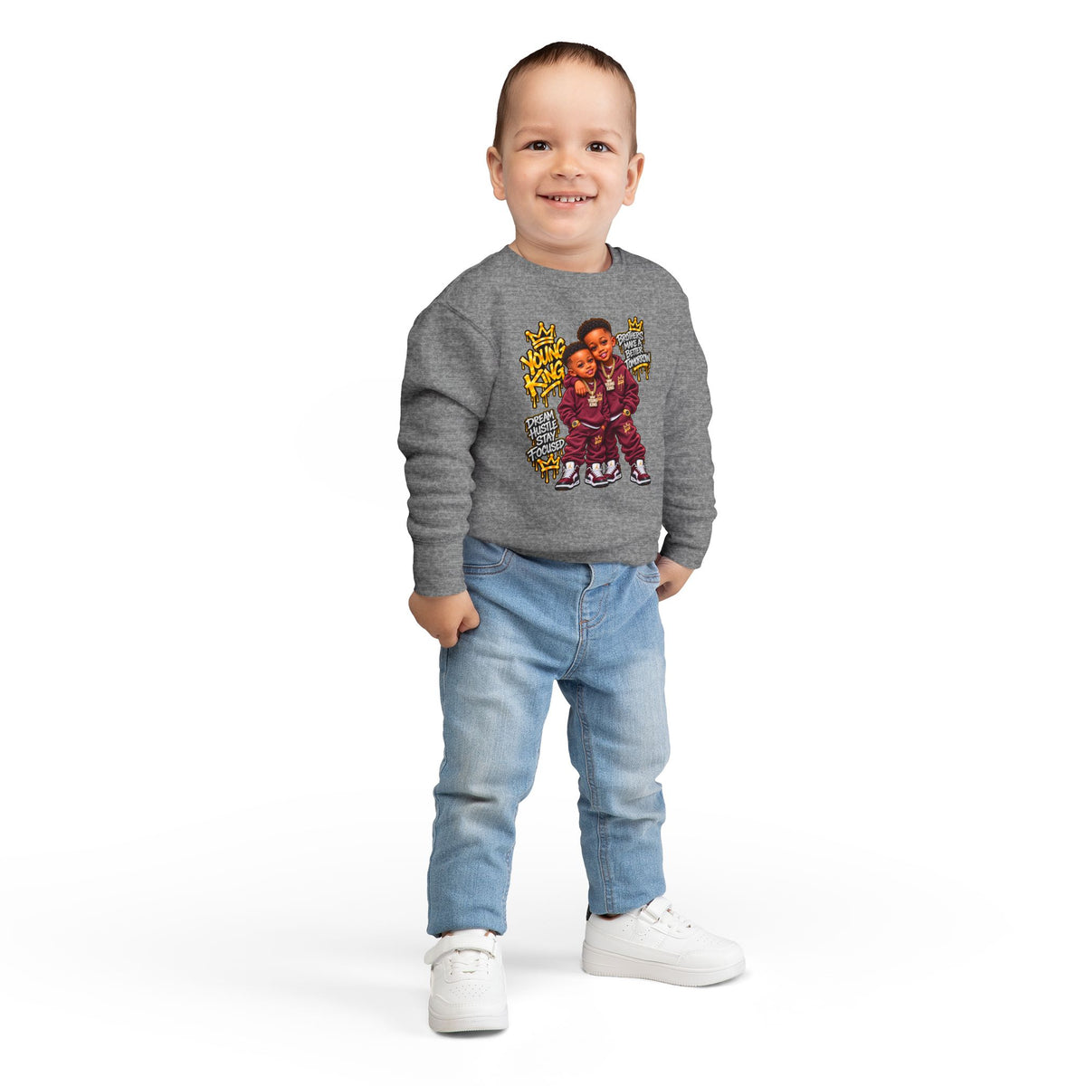 Toddler Sweatshirt - Young Kings Graphic Crewneck (Matching Sibling Outfit)